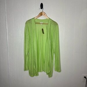 NWT J.Jill 100% Linen Verbena Lime Green tank top and cardigan set size XL